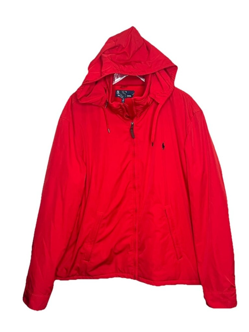 Polo Ralph Lauren Red Hooded Windbreaker Jacket Mens XL Full Zip Fleece Lined